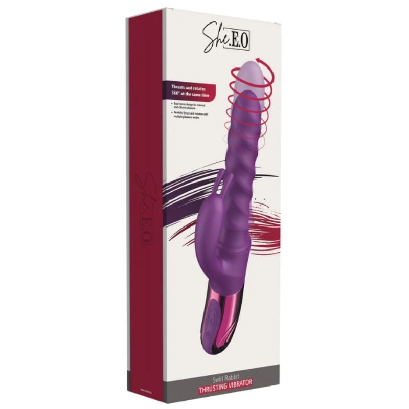 Emballage She.E.O Swirl Rabbit Thrusting Vibrator, vue de face