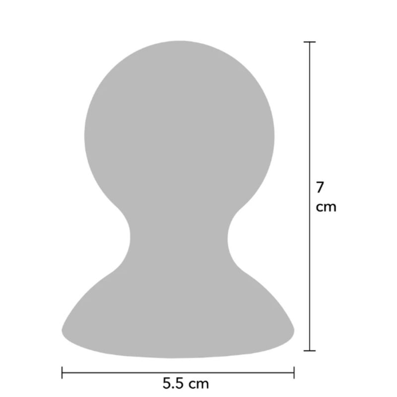 Schéma des dimensions taille L : hauteur 7 cm, diamètre du bulbe 5,5 cm