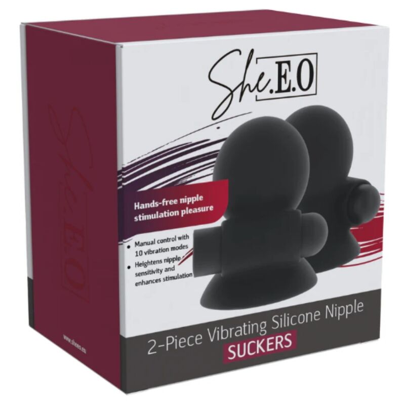 Emballage She.E.O 2-Piece Vibrating Silicone Nipple Suckers, vue de face