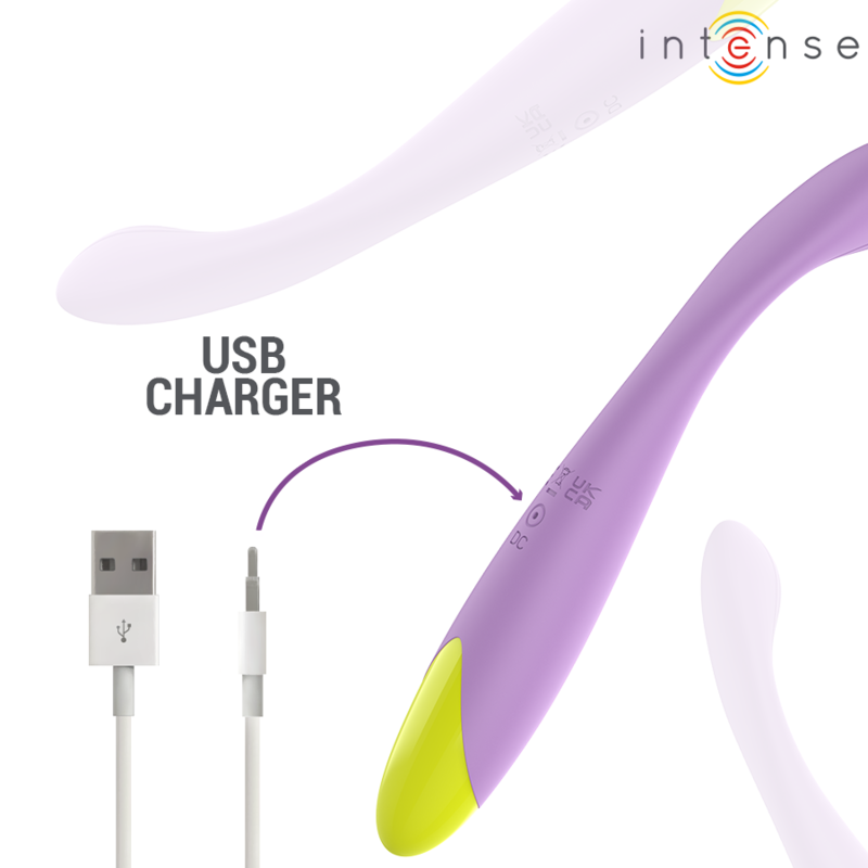 Stimulateur de point G Lucca, gros plan sur le port de charge USB avec câble de chargement fourni