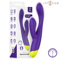 Emballage Intense Paolo G-Point & Clitoral Stimulator à côté du stimulateur violet à embout jaune, vue de face
