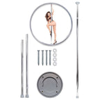 Pièces détachées de la barre de pole dance Fetish Fantasy Series : sections chromées, vis, rondelles et platines de fixation plafond et sol