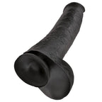 Godemichet réaliste noir King Cock, vue en plongée sur le gland et la texture veinée du fût