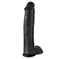 Godemichet réaliste noir King Cock avec base ventouse, vue de profil sur toute sa longueur