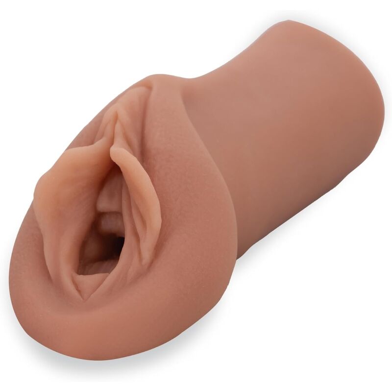 Fourreau vu de trois-quarts en angle, ouverture moulée sur le côté, texture mate de la matière FantaFlesh.