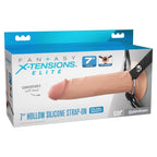 Visuel de l'emballage Fantasy X-Tensions Elite : mention « 7 pouces / 17,8 cm », strap-on creux en silicone double densité, logo Pipedream.