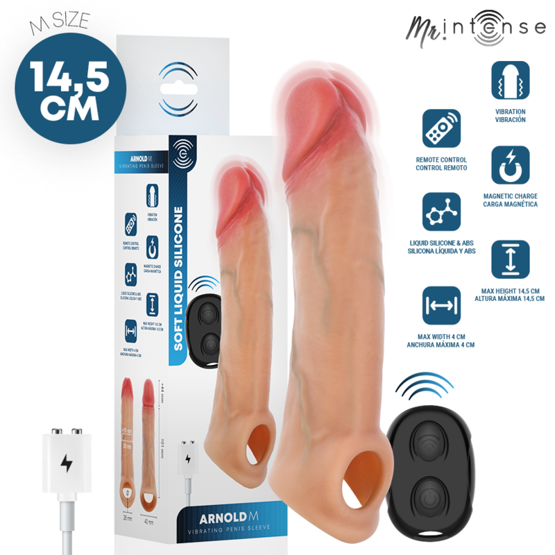 Gaine à pénis vibrante Arnold Mr Intense silicone avec téléc — packaging fournisseur