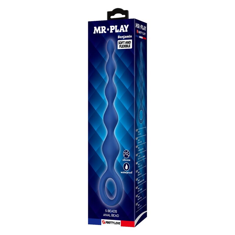 Blaue MR Play Analperlen mit Plug, 20,4 cm
