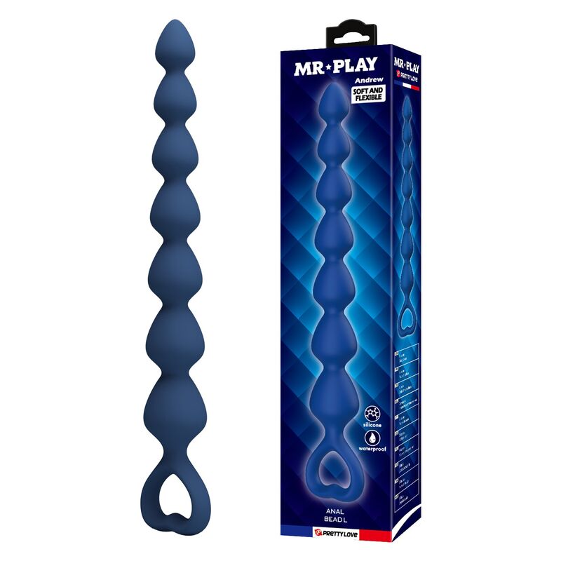 Perles anales MR Play bleues avec plug 26,7 cm