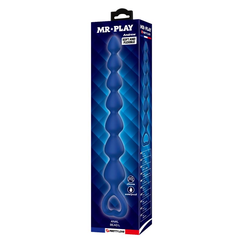 Perles anales MR Play bleues avec plug 26,7 cm
