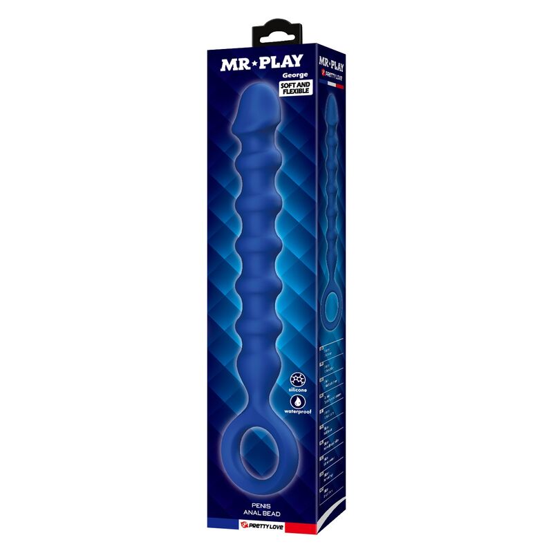 Perles anales MR Play bleues avec plug 28,5 cm