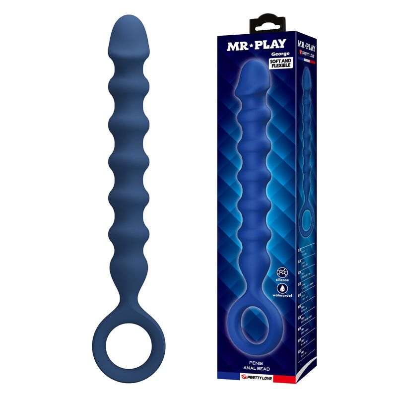 Perles anales MR Play bleues avec plug 28,5 cm