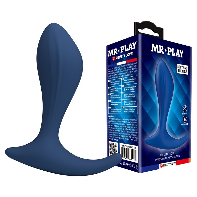 Stymulator prostaty Mr Play Blue z miękkiego silikonu