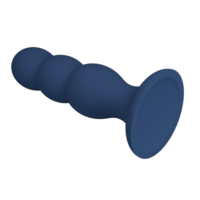 Plug anal MR Play bleu avec billes métalliques et ventouse