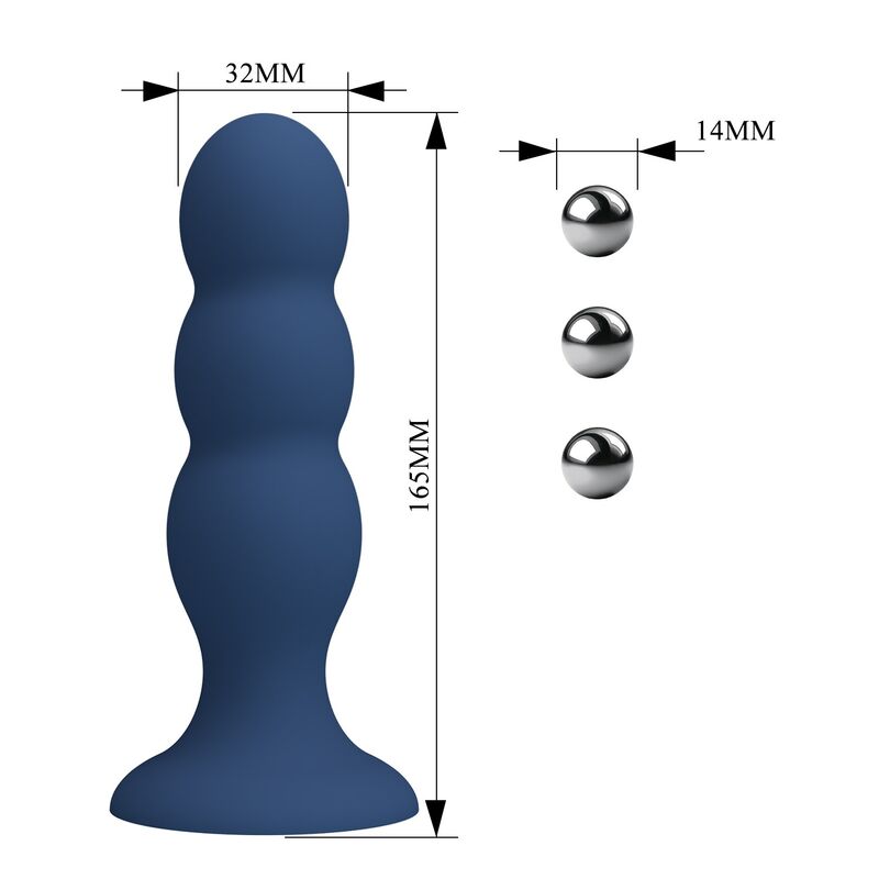 Plug anal MR Play bleu avec billes métalliques et ventouse