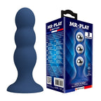 Plug anale MR Play blu con sfere metalliche e ventosa