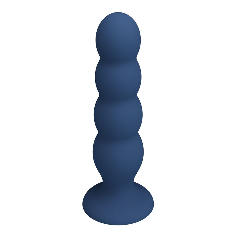 Plug anal MR Play bleu avec 4 billes métalliques et ventouse