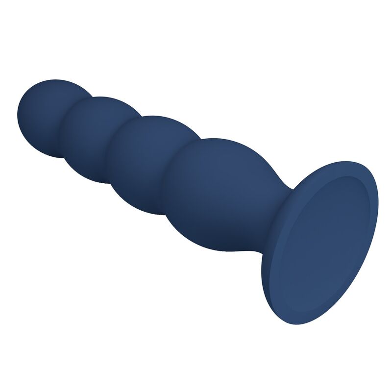 Plug anal MR Play bleu avec 4 billes métalliques et ventouse
