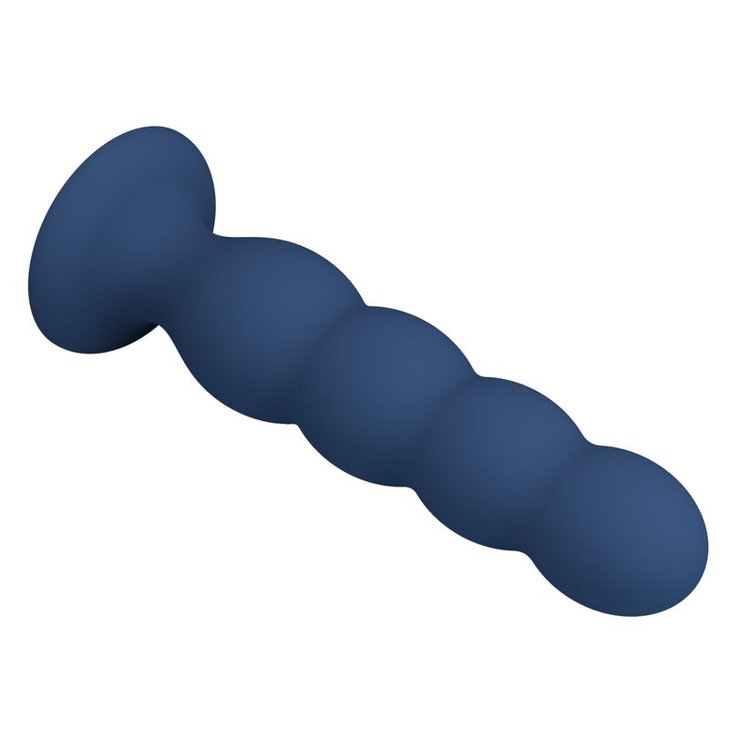 Plug anal MR Play bleu avec 4 billes métalliques et ventouse