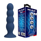Plug anal MR Play bleu avec 4 billes métalliques et ventouse