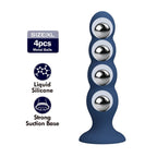Plug anal MR Play bleu avec 4 billes métalliques et ventouse