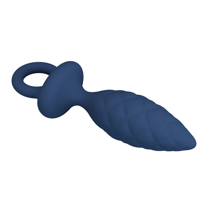 Plug anal texturé MR Play bleu avec anneau