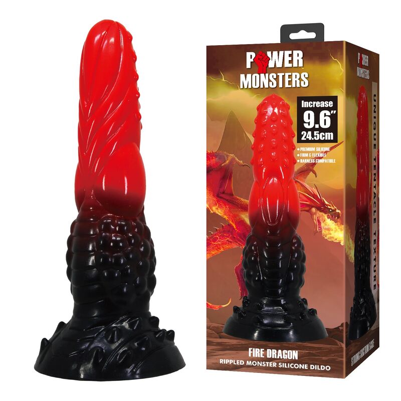 Gode fantasy Power Monsters Fire Dragon rouge noir 24,5 cm