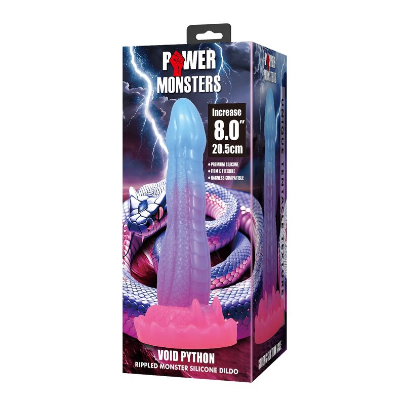 Gode fantasy Power Monsters Void Python tricolore 20,5 cm