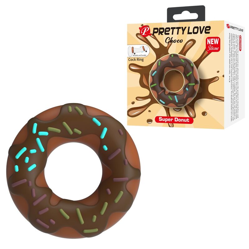 Anneau Choco Super Donut marron avec son emballage Pretty Love