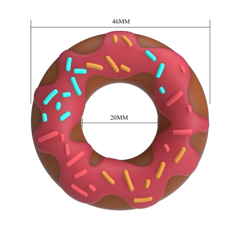 Dimensions du Super Donut rose : diamètre extérieur 46 mm et intérieur 20 mm