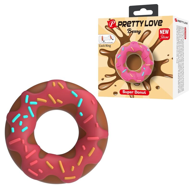 Anneau Berry Super Donut rose avec son emballage Pretty Love