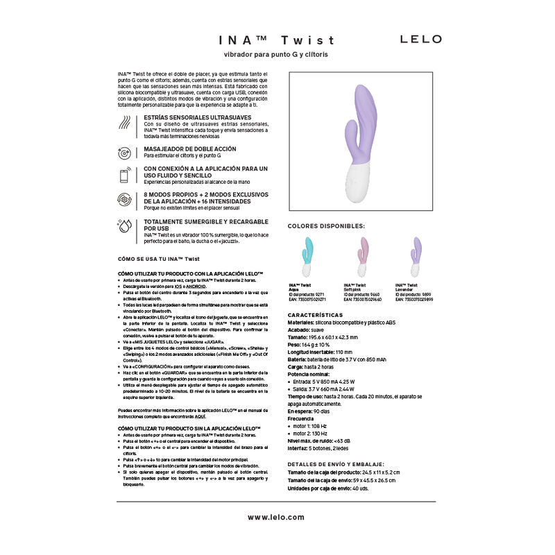 Vibromasseur Rabbit LELO Ina Twist Point G et Clitoris — vue rapprochée 2