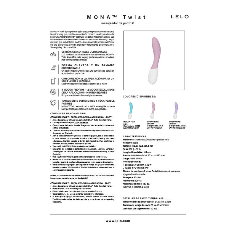 Lelo Mona Twist Vibromasseur Point G Silicone — emballage produit 2