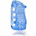Masturbateur Fleshlight FleshSkins Grip Blue Ice bleu sur son support de séchage
