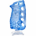 Vue de profil du masturbateur Fleshlight Grip avec ses quatre bagues pour les doigts