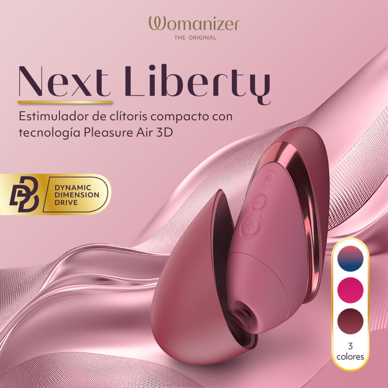 Présentation du Womanizer Next Liberty Bordeaux, de la technologie Pleasure Air et des trois coloris.