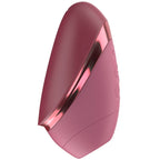 Womanizer Next Liberty Bordeaux fermé, vue du capuchon et de son liseré rose métallisé.