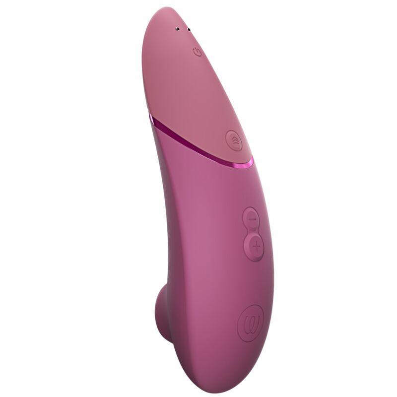 Womanizer Next Rose fondu vu de trois quarts, boutons de réglage visibles sur le côté.