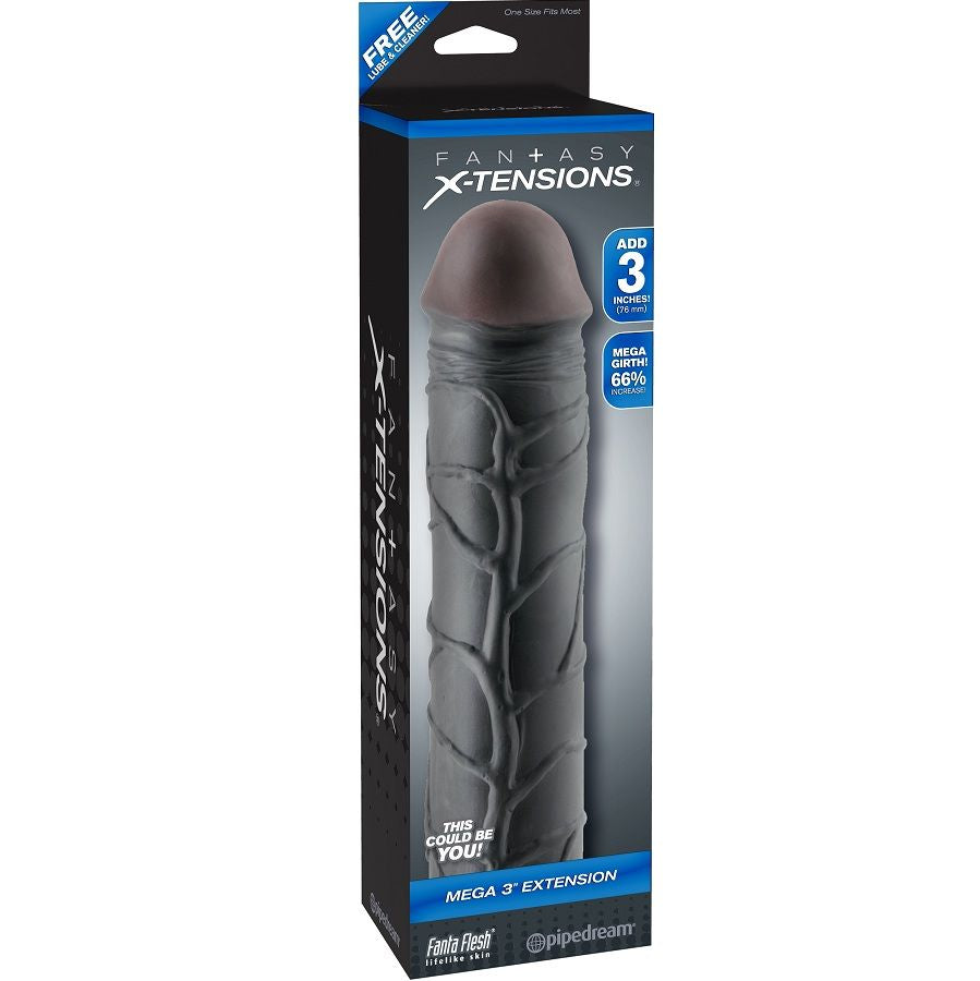 Gaine pénienne Mega 3 noire effet spectaculaire — détail produit