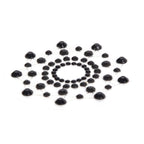 Cache-tetons bijou Mimi Bijoux Indiscrets en strass noirs montes sur fil souple, decoration corporelle adhesive metallisee brillante a poser facilement sur les tetons