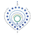 Bijou de corps Flamboyant Bijoux Indiscrets en strass bleus et verts disposes en forme de coeur, parure adhesive lumineuse pour sublimer la poitrine ou le pubis
