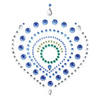 Bijou de corps Flamboyant Bijoux Indiscrets en strass bleus et verts disposes en forme de coeur, parure adhesive lumineuse pour sublimer la poitrine ou le pubis
