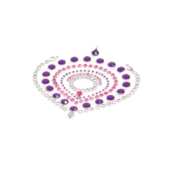 Cache-tétons bijoux corporels lilas et rose — vue de profil