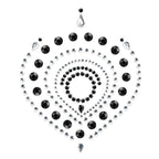Bijou de corps Flamboyant Bijoux Indiscrets en strass noirs et transparents en forme de coeur, parure adhesive scintillante pour sublimer la poitrine ou le pubis