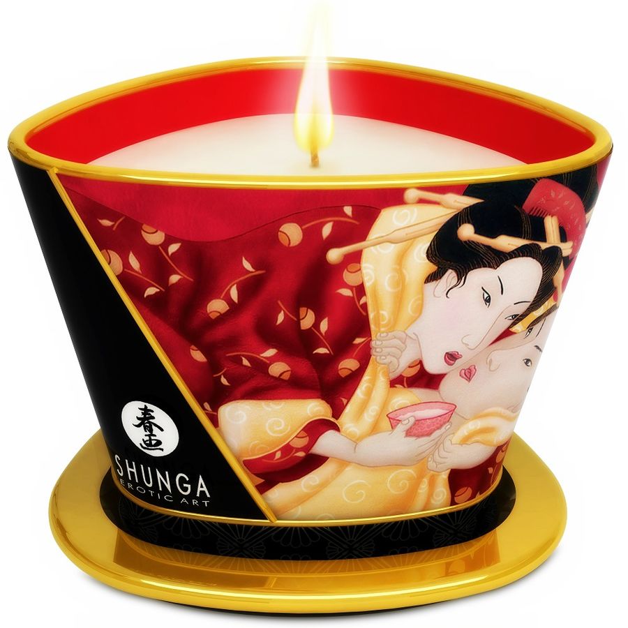 Bougie de massage parfum fraise et champagne — vue principale