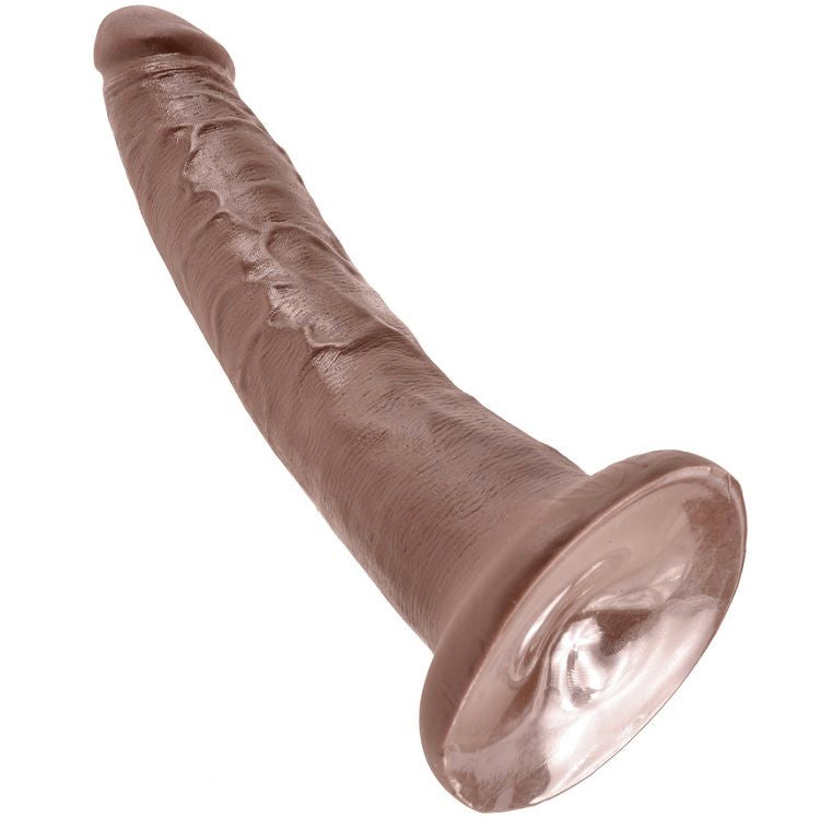 Gode réaliste veiné teinte chocolat à ventouse — détail texture surface