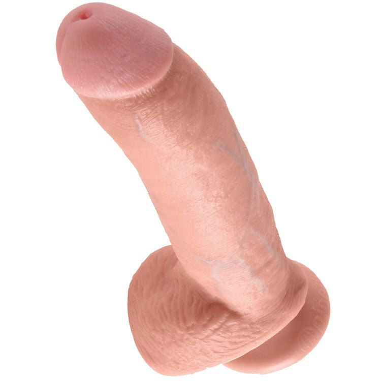 Gode réaliste teinte chair avec testicules trois tailles — vue rapprochée