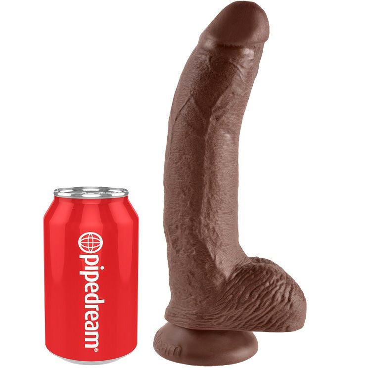 king cock 9 gode marron avec boules 22 9 cm