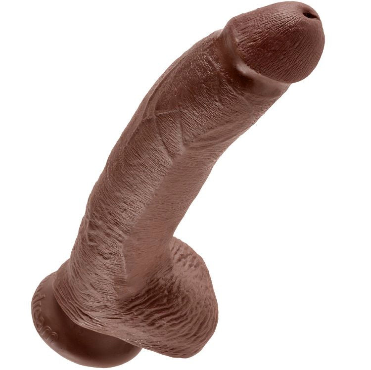 king cock 9 gode marron avec boules 22 9 cm