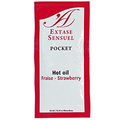 Sachet dose unique Extase Sensuel Pocket, huile stimulante parfum fraise, vu de face